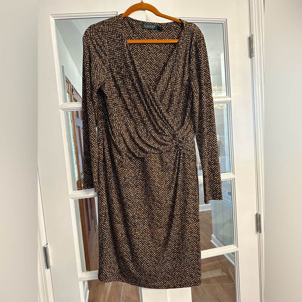 Lauren by Ralph Lauren Snakeskin Dress Like New Size 16 Faux Wrap Around
